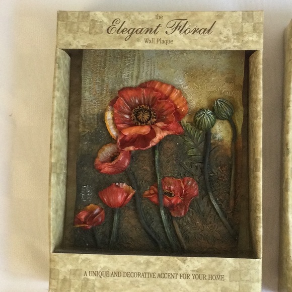 Elegant Floral Wall Plaques, set of 4 - Picture 4 of 7